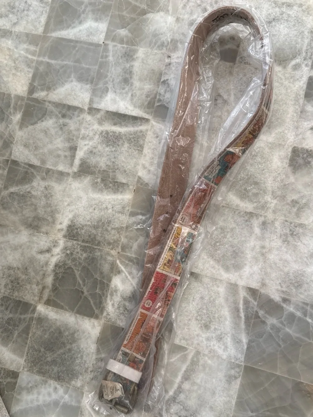 Flintstones comic strip Printed Leather Belt with Tan Backing
